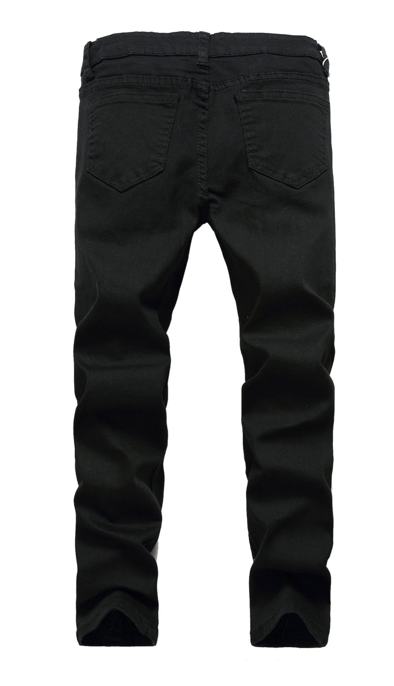 FREDD MARSHALL Boy's Black Skinny Fit Ripped Destroyed Distressed Stretch Slim Jeans Pants - Image 3
